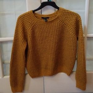 Waffle knit sweater mustard
